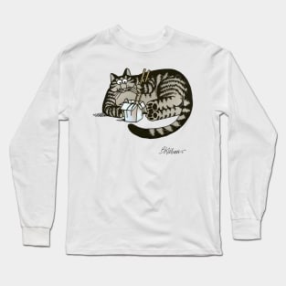 B kliban cat,  cat eats noodles Long Sleeve T-Shirt